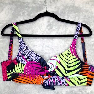 Bar III Tropical Print O ring Bikini Top Size M